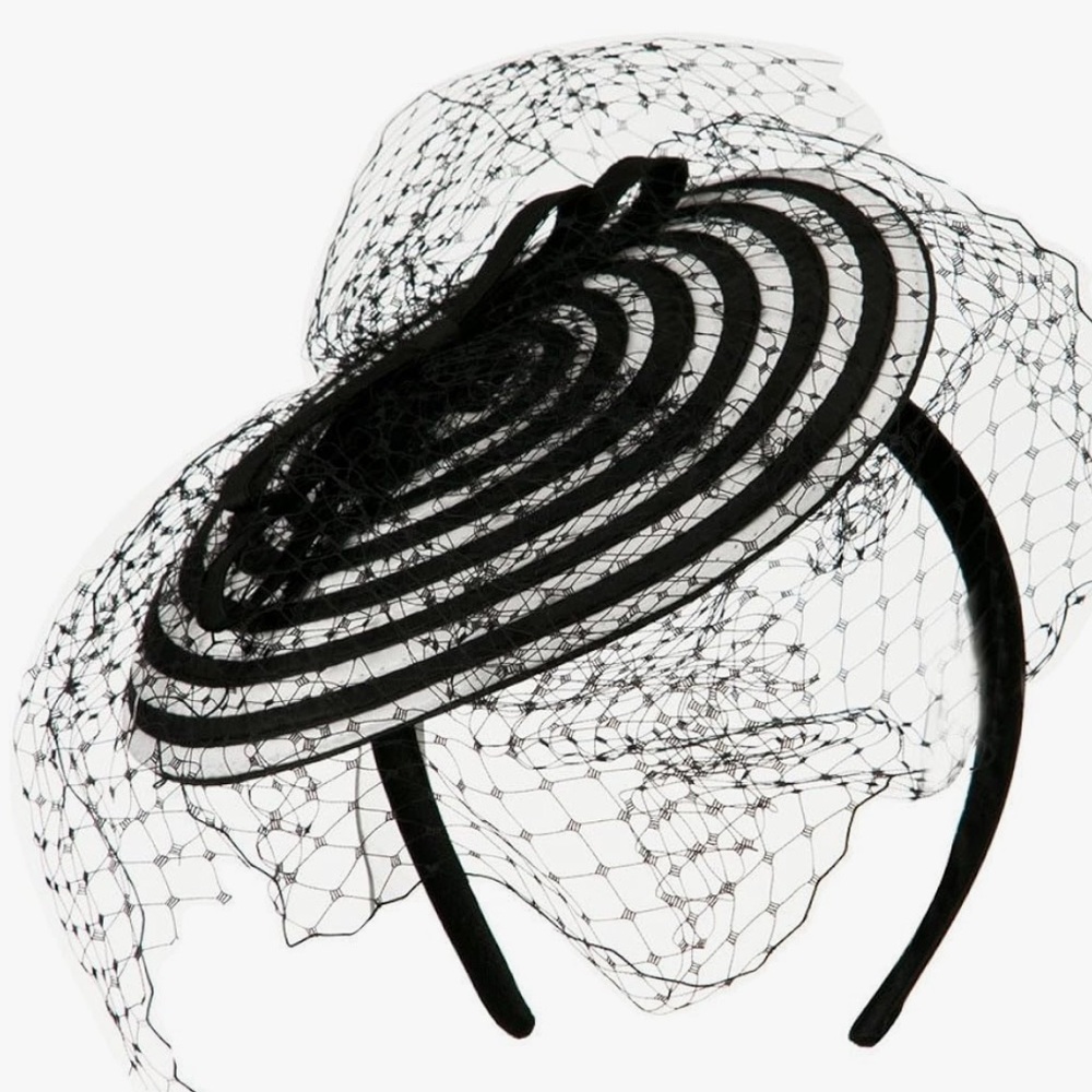 NWT Black and White Jeanne Simmons Fascinator Headband